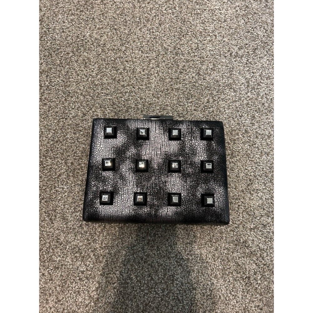 Nasty Gal Womens Charcoal Vegan Faux Leather Power Grid Studded Crossbody Bag‎